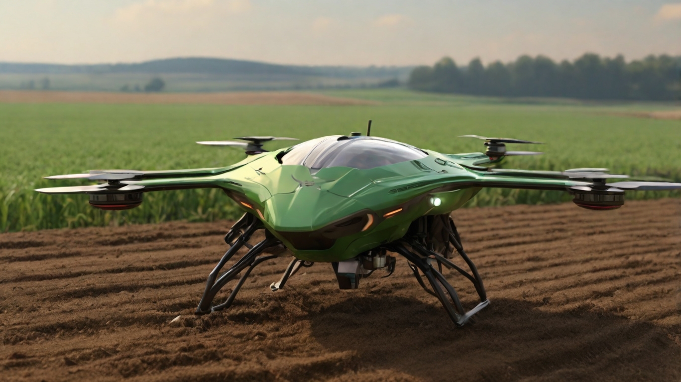 RainDown drone flying over agricultural fields